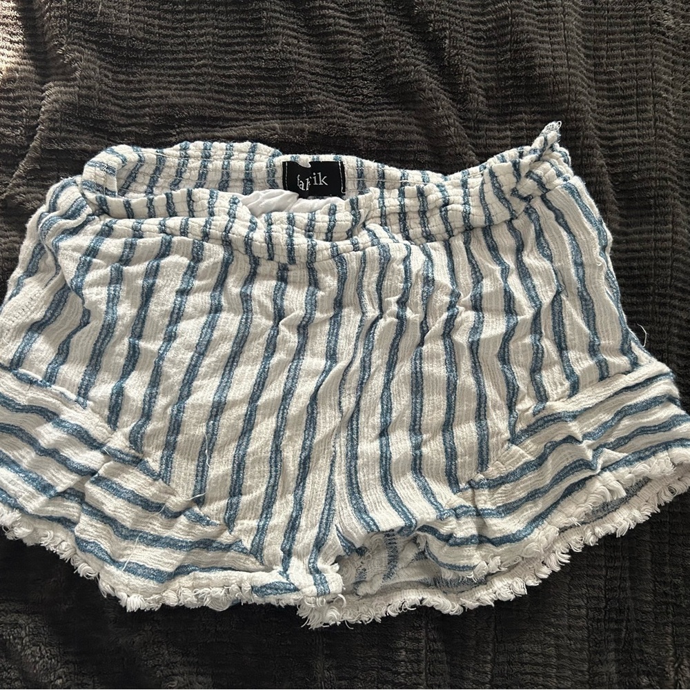 Blue and White Striped Shorts